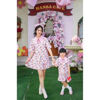 ชุดคู่แม่ลูกลายเจ้าหญิงสวยมาก จะใส่คู่ ใส่เดียวน่ารักมาก สีละมุนสึดๆ