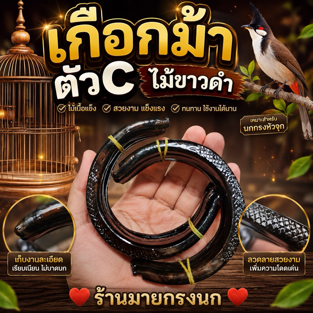 ⚫เกือกม้า ตัว C  ไม้ขาวดำ งานสวย⚫