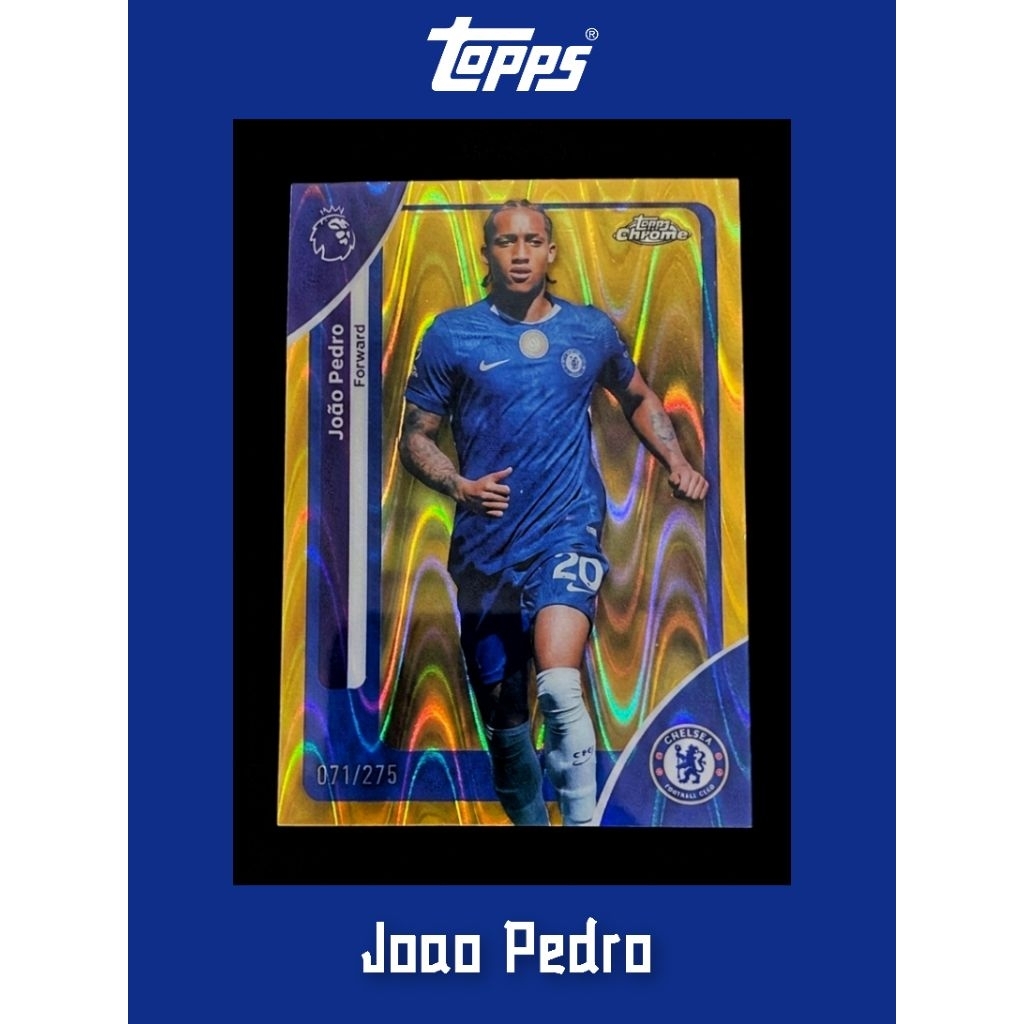 2026 Topps Chrome Premier League Joao Pedro #61 Yellow Raywave /275 Chelsea