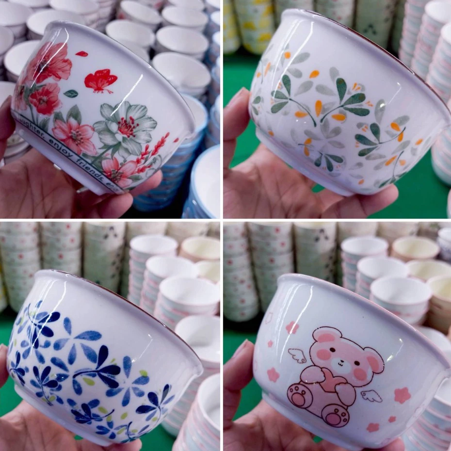ถ้วยเซรามิก 4.5 นิ้ว ถ้วยแบ่ง ถ้วยน้ำจิ้ม ถ้วยลายดอกไม้ ลายการ์ตูน เซรามิคเนื้อดี เข้าไมโครเวฟได้