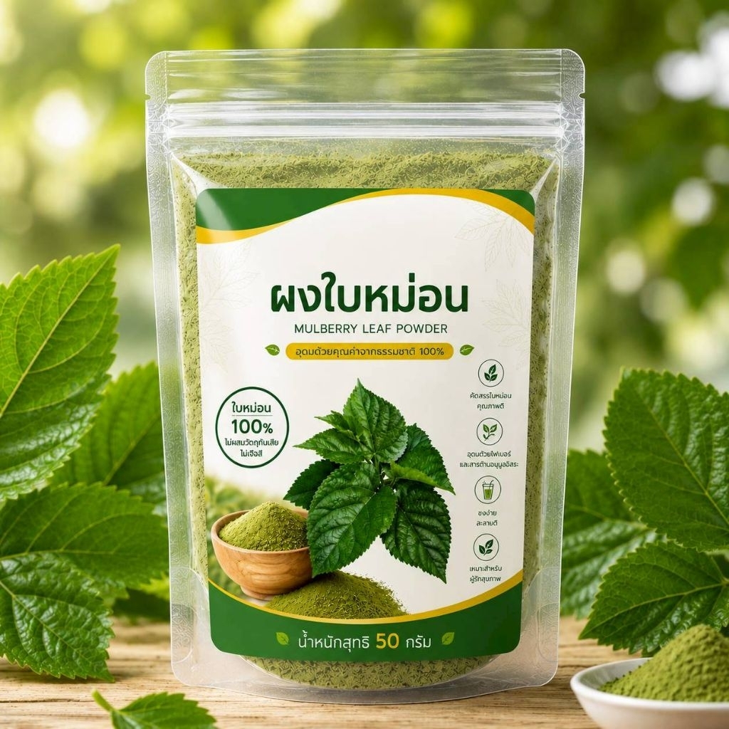 ผงใบหม่อน ใบหม่อนผง Mulberry Leaf Powder 100%