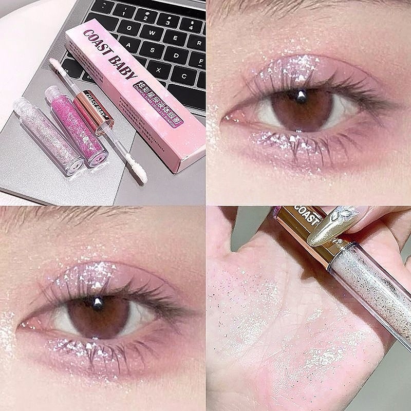 อายแชโดว์เนื้อเหลว/ชิมเมอร์/อายแชโดว์ 2-in-1/กลิตเตอร์/Eyeshadow/สีติดทนนาน/ใช้ได้ทุกวัน