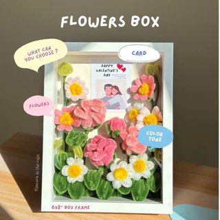 Flowers box 💐กรอบรูปของขวัญ ดอกไม้กำมะหยี่ พร้อมการ์ดภาพและคำอวยพร ขนาด 6x8” สินค้าพร้อมส่ง (ส่งภายใน 1-3 วัน)