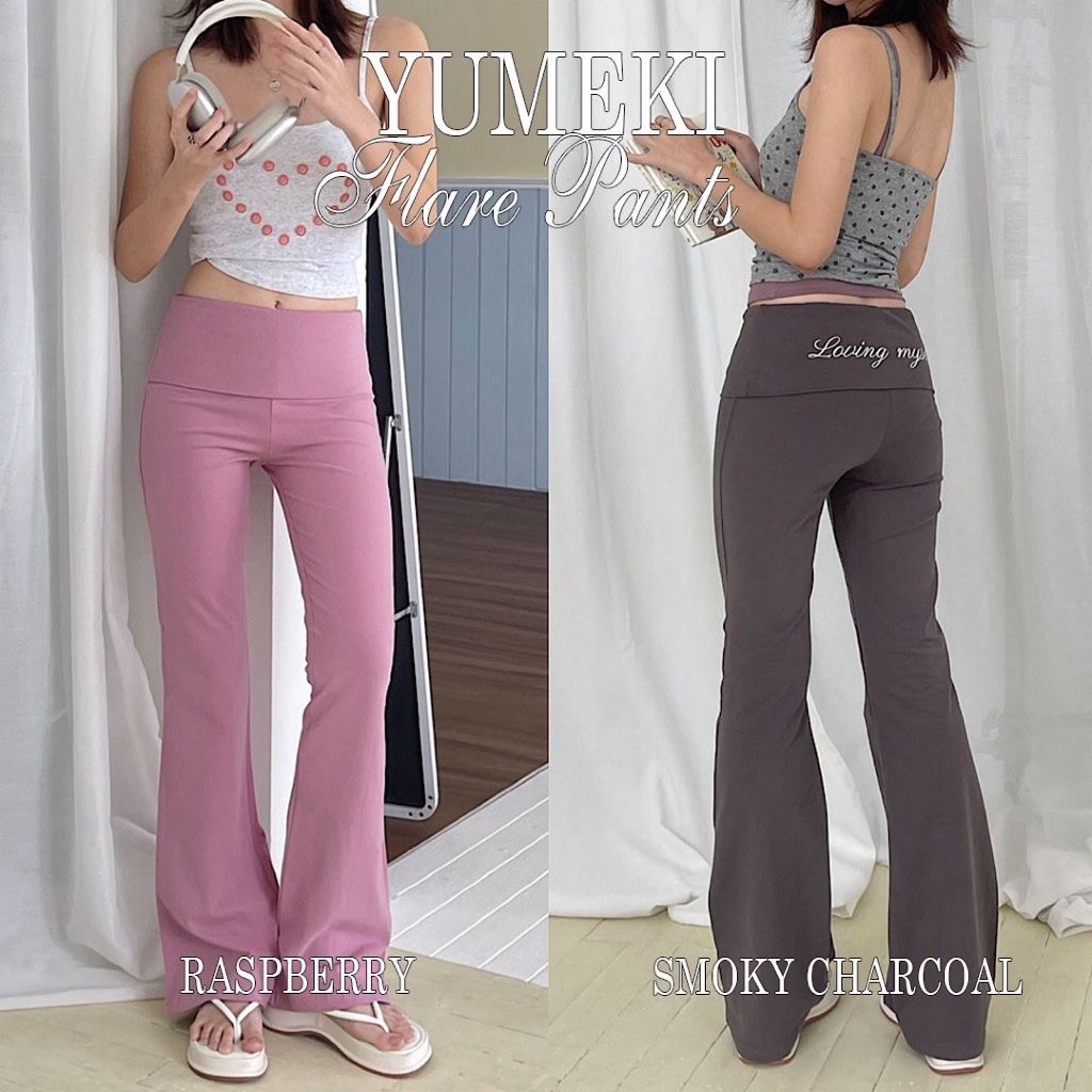 Choosedress A5233 Yumeki Flare Pants กางเกงขายาวปลายขาบาน ดีเทลปักตัวอักษร