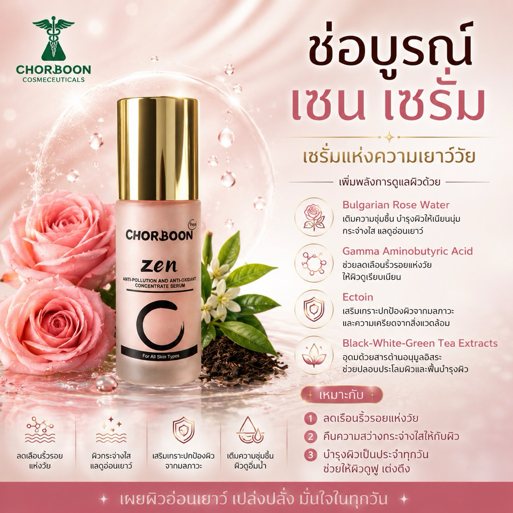 CHORBOON ZEN ANTI-POLLUTION AND ANTIOXIDANT CONCENTRATE SERUM ช่อบูรณ์ เซน เซรั่ม