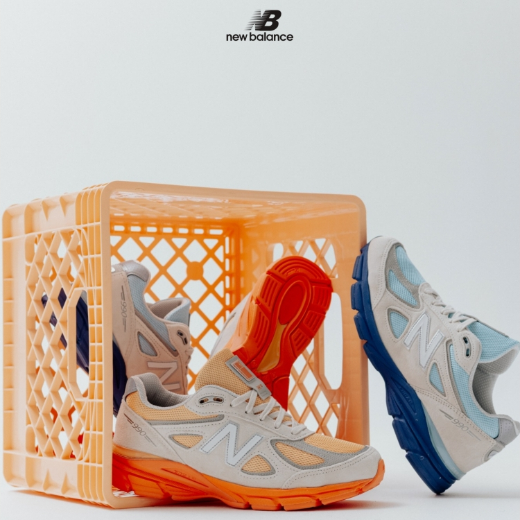 New Balance 990v4 Made in USA "Moonbeam" Pack Cloud Blue (U990MB4), Tangerine Heat (U990MO4) สินค้าข