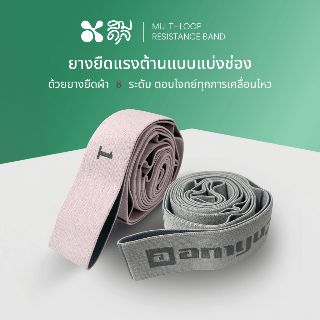 Somdul ยางยืดออกกำลังกาย แบบแบ่งช่อง (Multi-Loop Resistance Band) ยางยืดพิลาทิส โยคะ กายภาพบำบัด ฟื้นฟูกล้ามเนื้อ