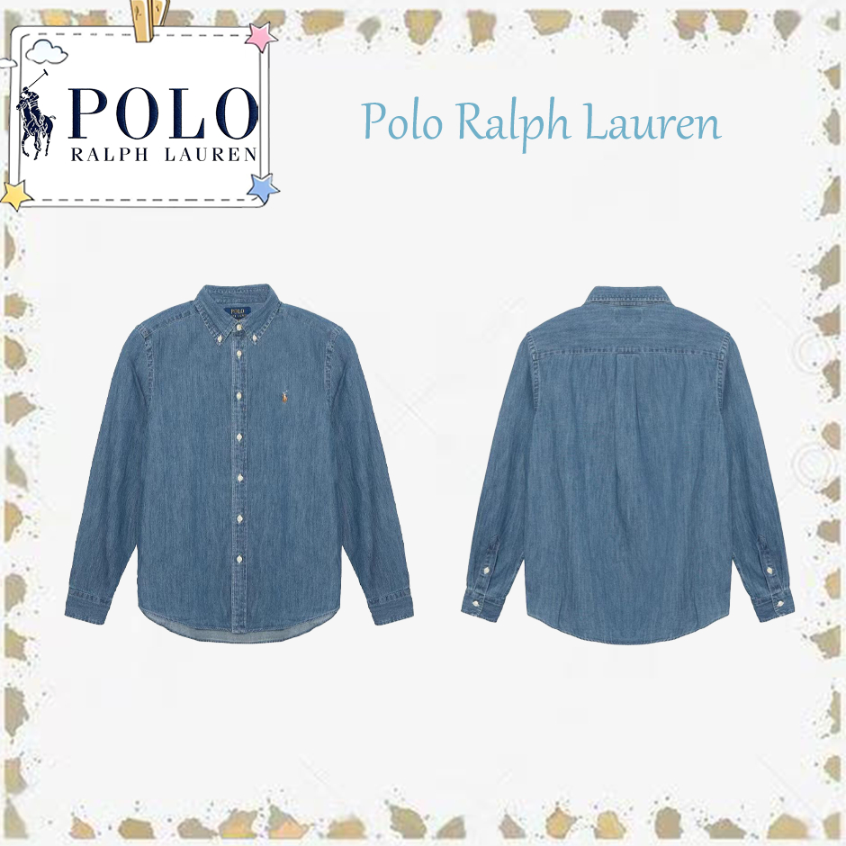 เสื้อเชิ้ตยีนส์ Polo Ralph Lauren รุ่นผู้หญิง ปักโลโก้ กระดุมแถวเดียว แขนยาว ใส่สบายสไตล์ลำลอง
