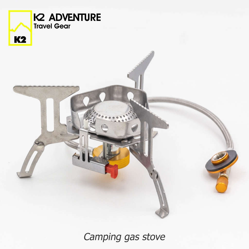 เตาแก๊สแคมป์ปิ้ง ขนาดเล็ก กำลังแรง 2800 W  มีม่านบังลมที่หัวเตา Folding camping stove