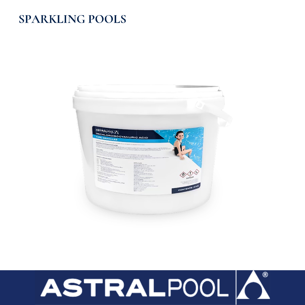 คลอรีน ไตรคลอฯ ชนิดเกล็ด TCCA 90%  ขนาด 10 กิโลกรัม - ASTRALPOOL CHLORINE TRICHLOROISOCYANURIC ACID GRANULES (10KG.)