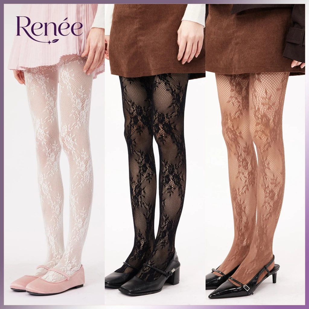 🎀พร้อมส่งในไทย🧦ถุงน่องตาข่ายแฟชั่นสตรี Retro ผู้หญิงดอกไม้หวาย ดอกไม้ ตาข่าย ลายดอกไม้ สำหรับผู้หญิง