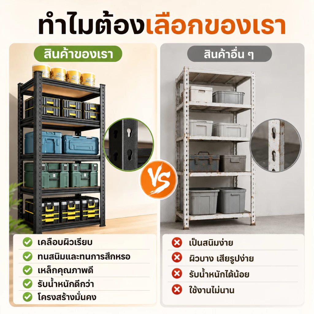 ชั้นวางของ ชั้นวางของเหล็ก ชั้นวาง ใหญ่3-6ชั้น สแตนเลส+ไม้900กก.เลือกได้หลายขนาด ชั้นวางของชั้นเหล็ก thumbnail 4