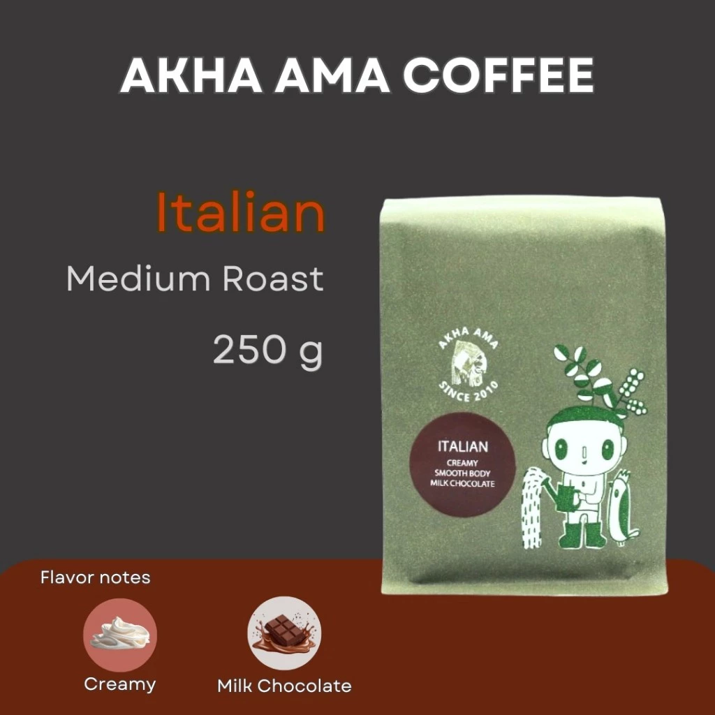 AKHA AMA COFFEE กาแฟ อาข่า อ่ามา : ITALIAN เมล็ดกาแฟคั่ว อาข่า อาม่า (คั่วกลาง 250g)