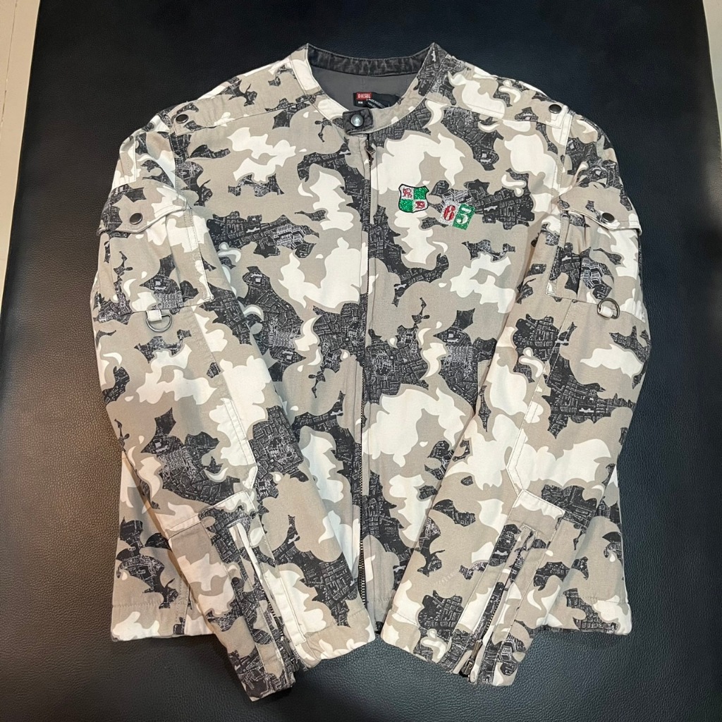 diesel biker camo white jacket