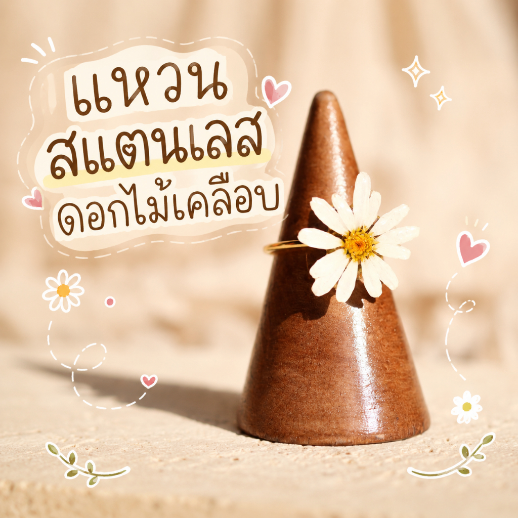 • CAMIN CRAFT •  แหวนเรซิ่นดอกไม้ รุ่น ดอกไม้เคลือบ สแตนเลส