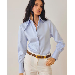 AOP ARCHIVE - Consonant Shirt เสื้อเชิ้ตเข้ารูป ดีเทลปกไม่เท่ากัน