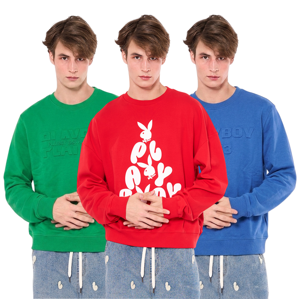 PLAYBOY 01PB EXTRA DEN  เสื้อผ้าผู้ชาย/เสื้อสีเขียว รุ่น P1MT231CT047GR P1MT231CT048BL P1UT244CT005RE