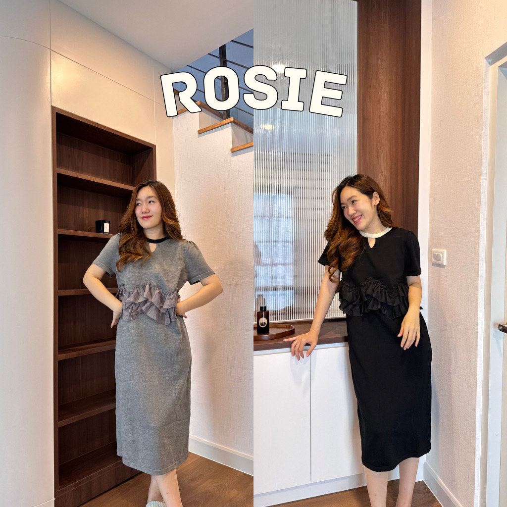 93FAVORS l “ROSIE” เดรสยาว คอกรม แขนสั้น แต่งระบาย