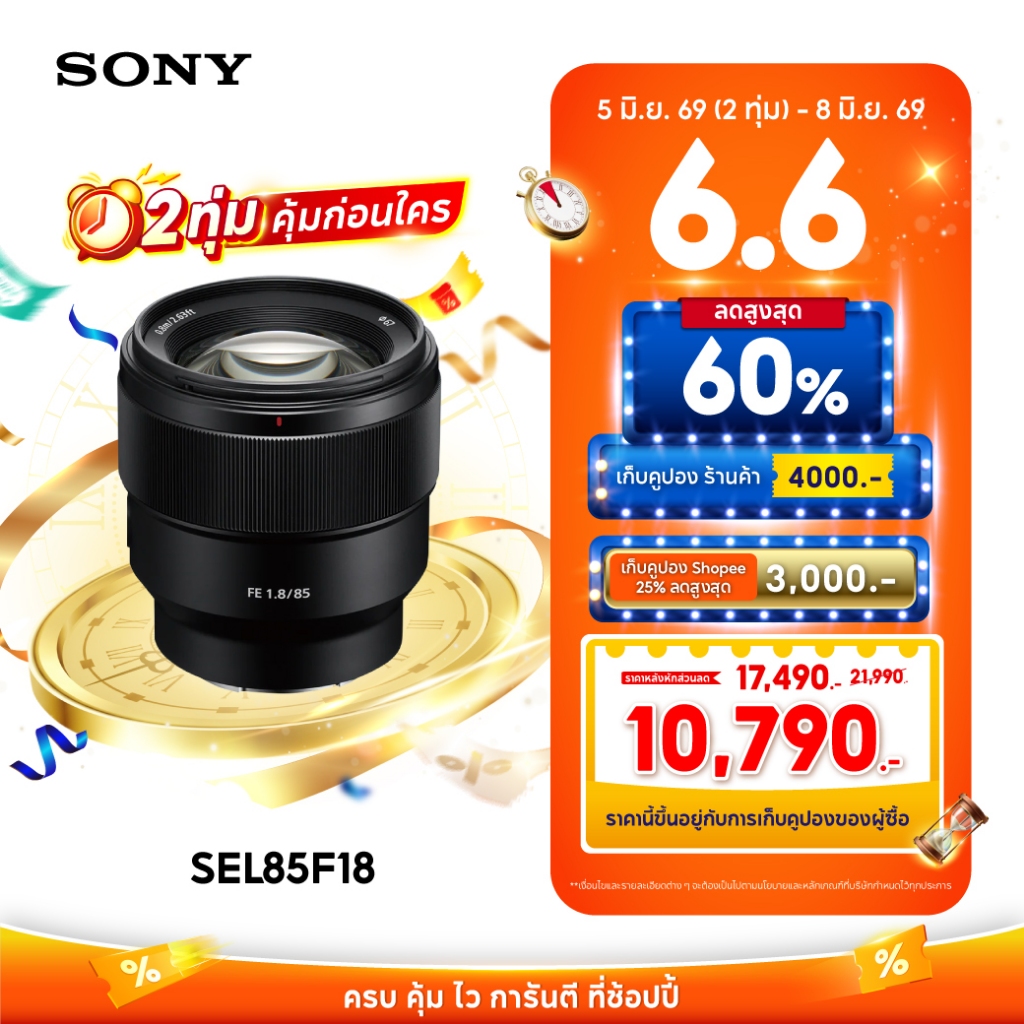 SONY เลนส์ E-mount (SEL85F18) ในรูปแบบสำหรับกล้อง Full Frame  85 mm F1.8