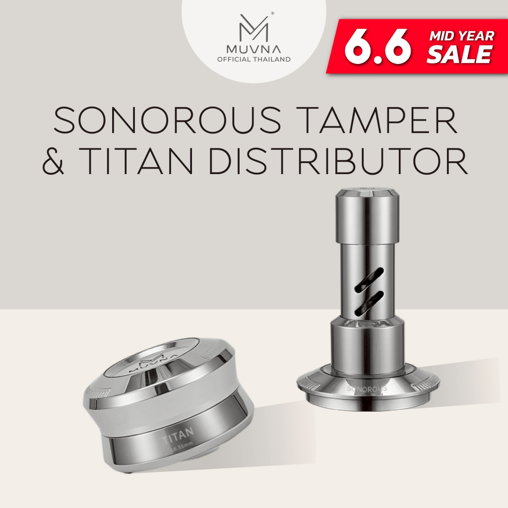 แทมเปอร์ /มาการองแทมChrome58.35mm Muvna Sonorous Tamper distributor แทมเปอร์กาแฟ มาการองแทมป์ เครื่องจ่ายเเรงโน้มถ่วง