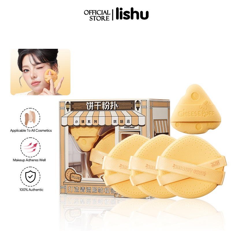 Lishu Cookies Cake Makeup Puff Soft Air Cushion Cosmetic Puff Sponges Sponge สามารถใช้พัฟแต่งหน้าแบบเปียกหรือแบบแห้งได้