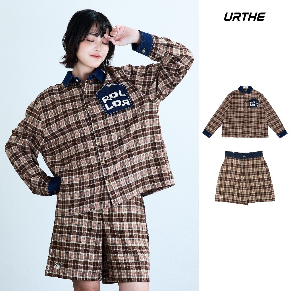 URTHE - ชุดเซต เสื้อเชิ้ต Oversize กางเกงขาสั้น รุ่น HOMESTEAD - Col. ROLLOR KLUB BAAN HOUSE