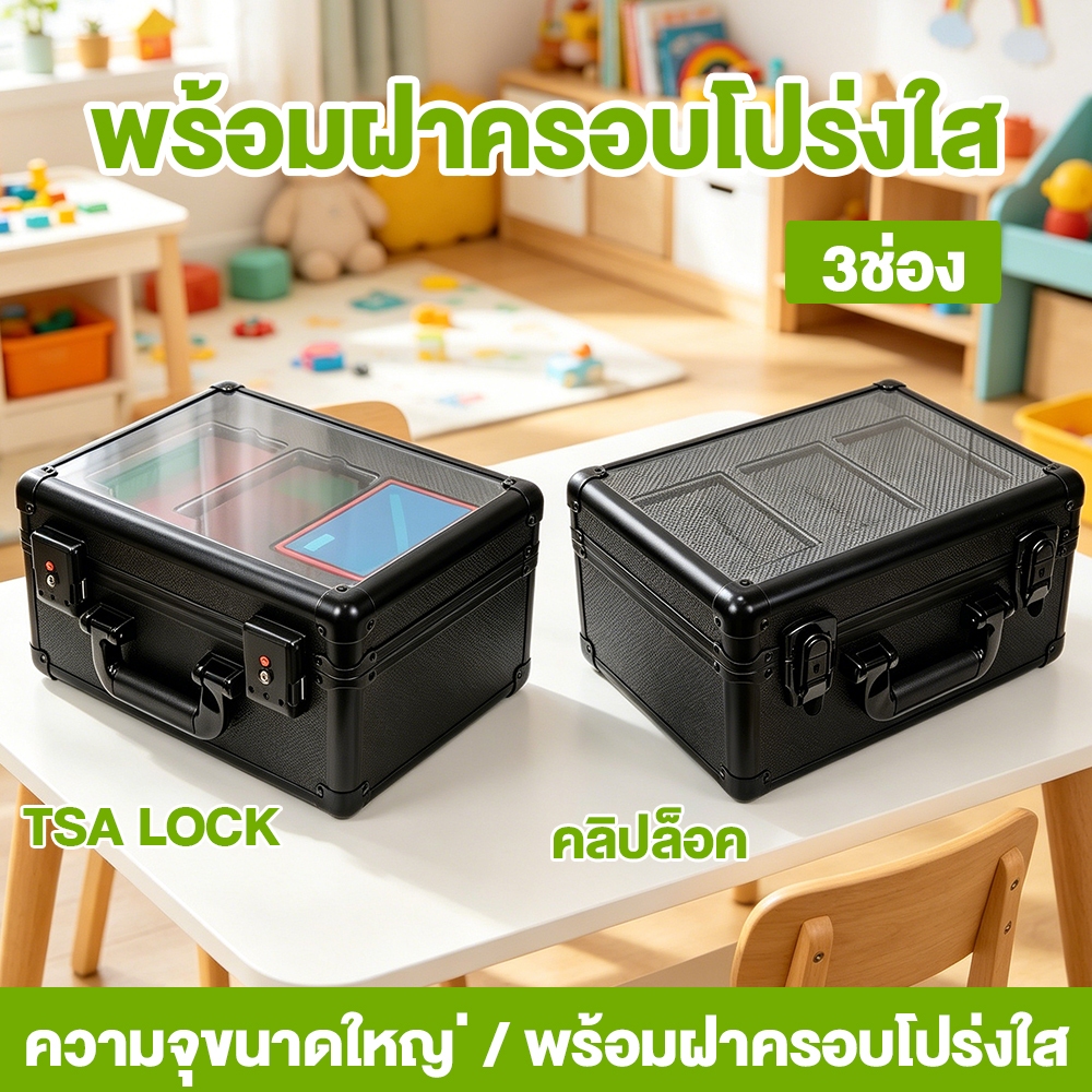 สําหรับ PSA/CGC/BGS 2/3Row การ์ดกล่องเก็บ TSA ล็อคกรอบอลูมิเนียม FlipTop หน้าต่างใส Graded Card Case