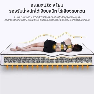 KUCADI ที่นอนสปริงพรีเมียม หนา 8 นิ้ว นุ่มสบายคืนตัวไว หลับสนิทไร้เสียงรบกวน (3.5/5/6 ฟุต)