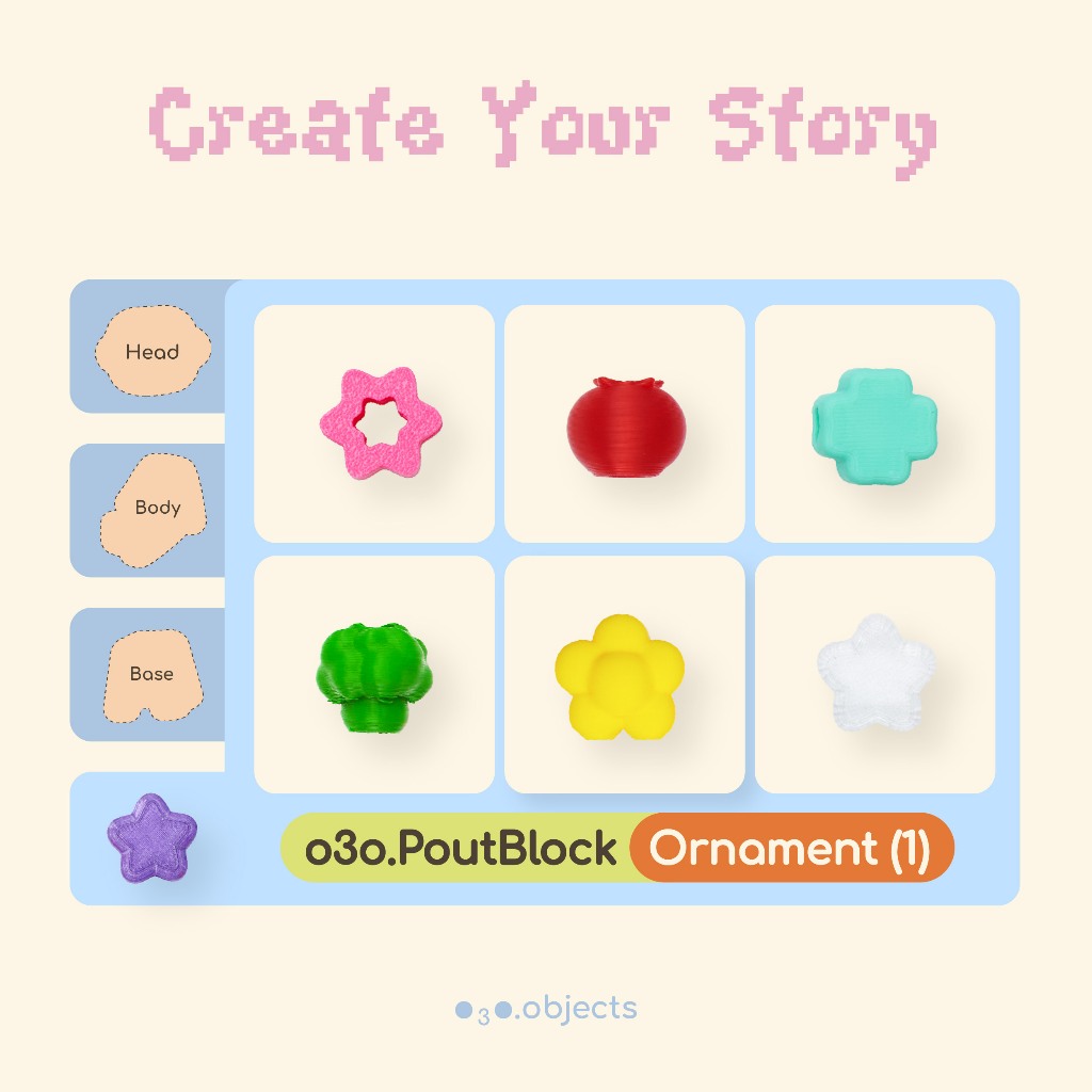 [o3o Workshop] o3o.PoutBlock ชิ้นส่วน DIY - Ornament (No.001-018)