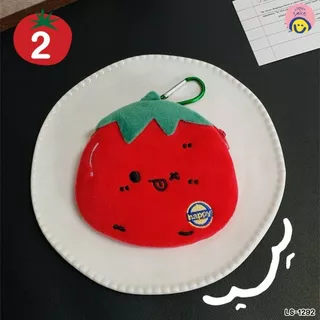 กระเป๋าใส่เหรียญ ลายมะเขือเทศ🍅 พร้อมตะขอคล้อง 13x12 cm ใส่หูฟัง กุญแจ เหรียญ พกง่าย ✨ LS-1293