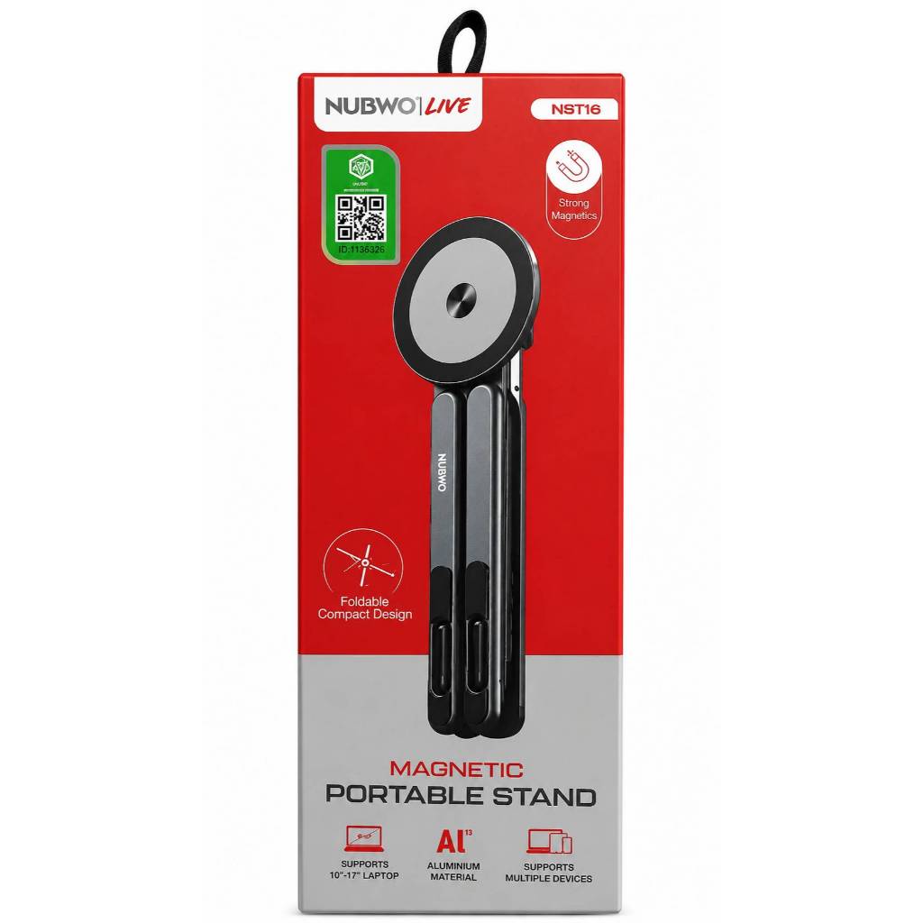 NUBWO LIVE NST16 Magnetic Portable Stand ขาตั้งแม่เหล็กพับได้ สำหรับมือถือ แท็บเล็ต และโน้ตบุ๊ก