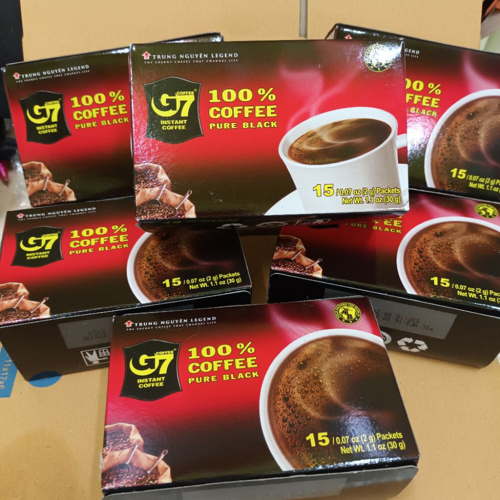 กาแฟดำ เวียดนาม จีเซเว่น G7 origin pure black red box 15pcs