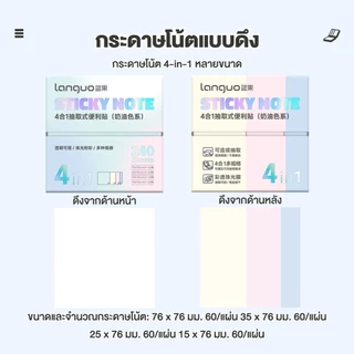 กระดาษโน๊ตกระดาษโพสอิท 4 in 1 วัสดุโปร่งแสงด้าน 240 แผ่น มีกาวในตัว โพสอิทหลากสี พร้อมส่ง