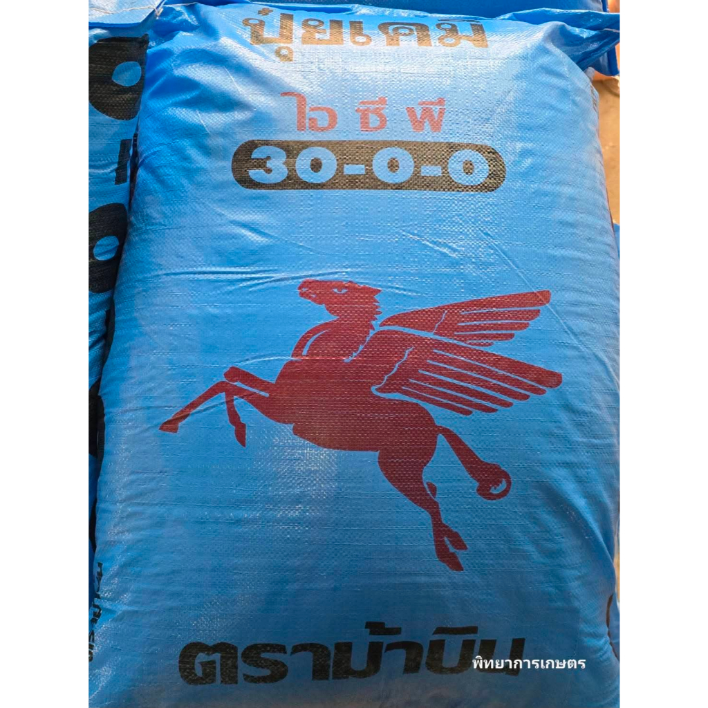 (ยกกระสอบ 50 กิโล) ปุ๋ย สูตร 30-0-0 ตรา ม้าบิน ทดแทน ยูเรีย ใส่แล้วพืชเขียวทน ใบเขียวตั้ง ต้นสมบูรณ์