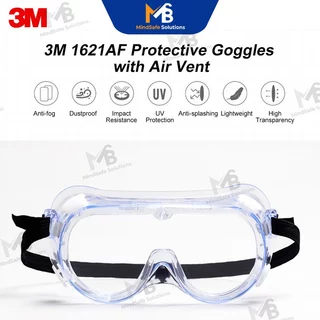 3M 1621 (ของแท้) รุ่น AF (Anti Fog) ป้องกันฝ้า แว่นตานิรภัย แว่นกันสารเคมี แว่นกันละออง