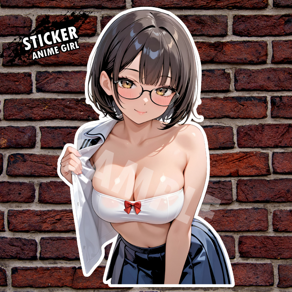 โดจิน สาวแว่น อนิเมะ สติ๊กเกอร์ SPS090 Anime Sticker Waifu ไวฟุ ชุดนักเรียน การ์ตูนญี่ปุ่น