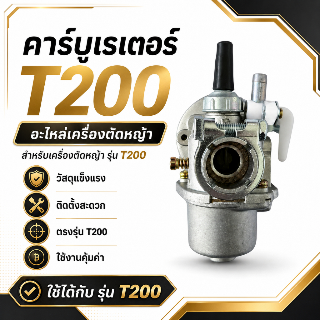 คาร์บูเรเตอร์ T200 เครื่องตัดหญ้า คาบู T200 อะไหล่ทดแทน ติดตั้งง่าย พร้อมใช้งาน