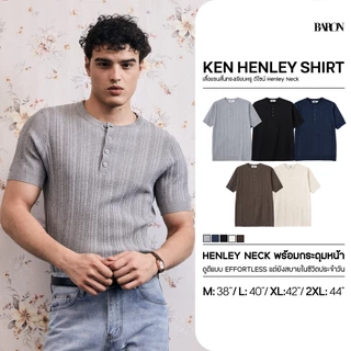 BARON - KEN Henley shirt เสื้อแขนสั้นทรงเรียบหรู ดีไซน์ Henley Neck