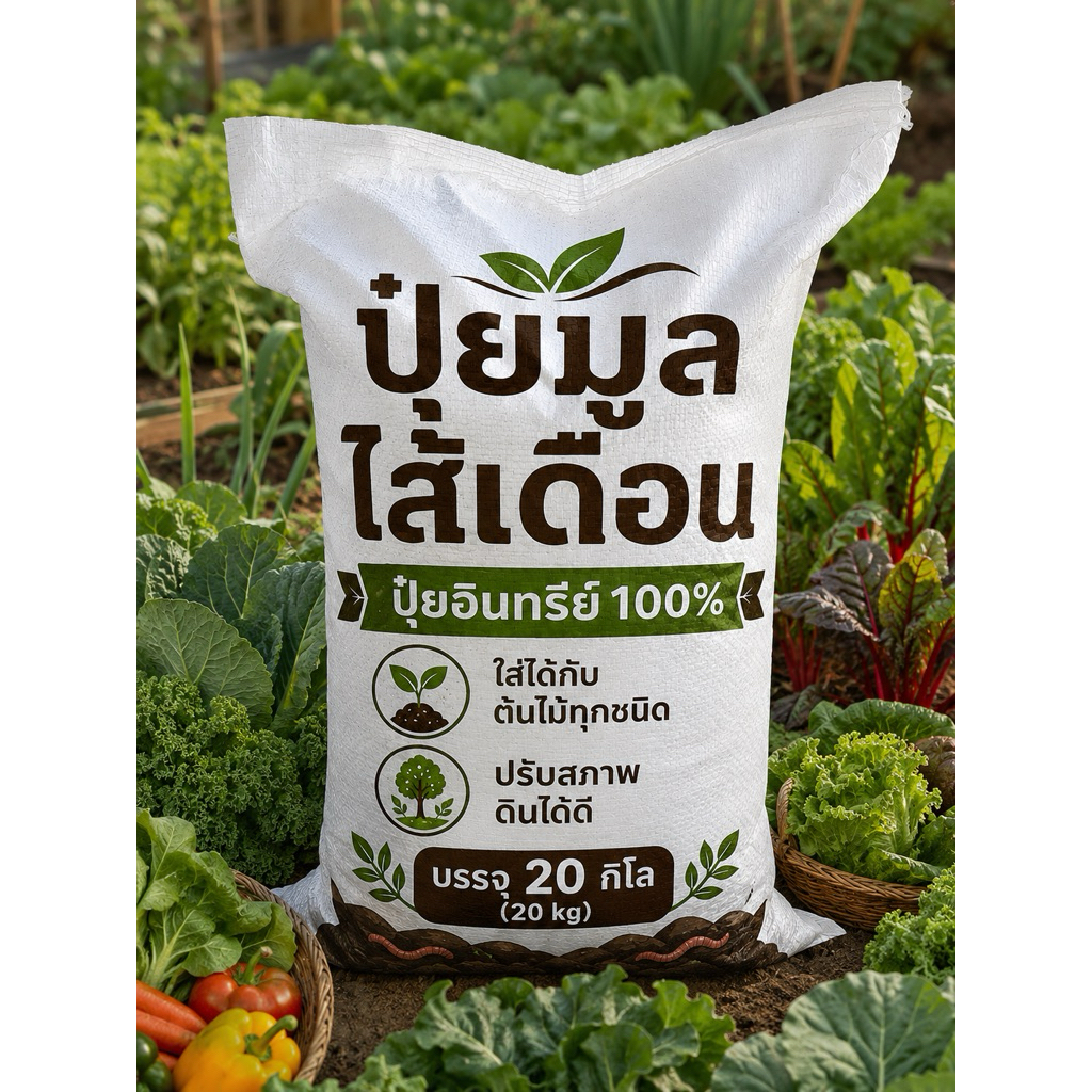 มูลไส้เดือนแท้ 100%  | เพิ่มจุลินทรีย์ ดินร่วนซุย เหมาะต้นไม้ทุกชนิด 20 กก. (ไม่สามารถสั่งorderรวมกับไส้เดือน)