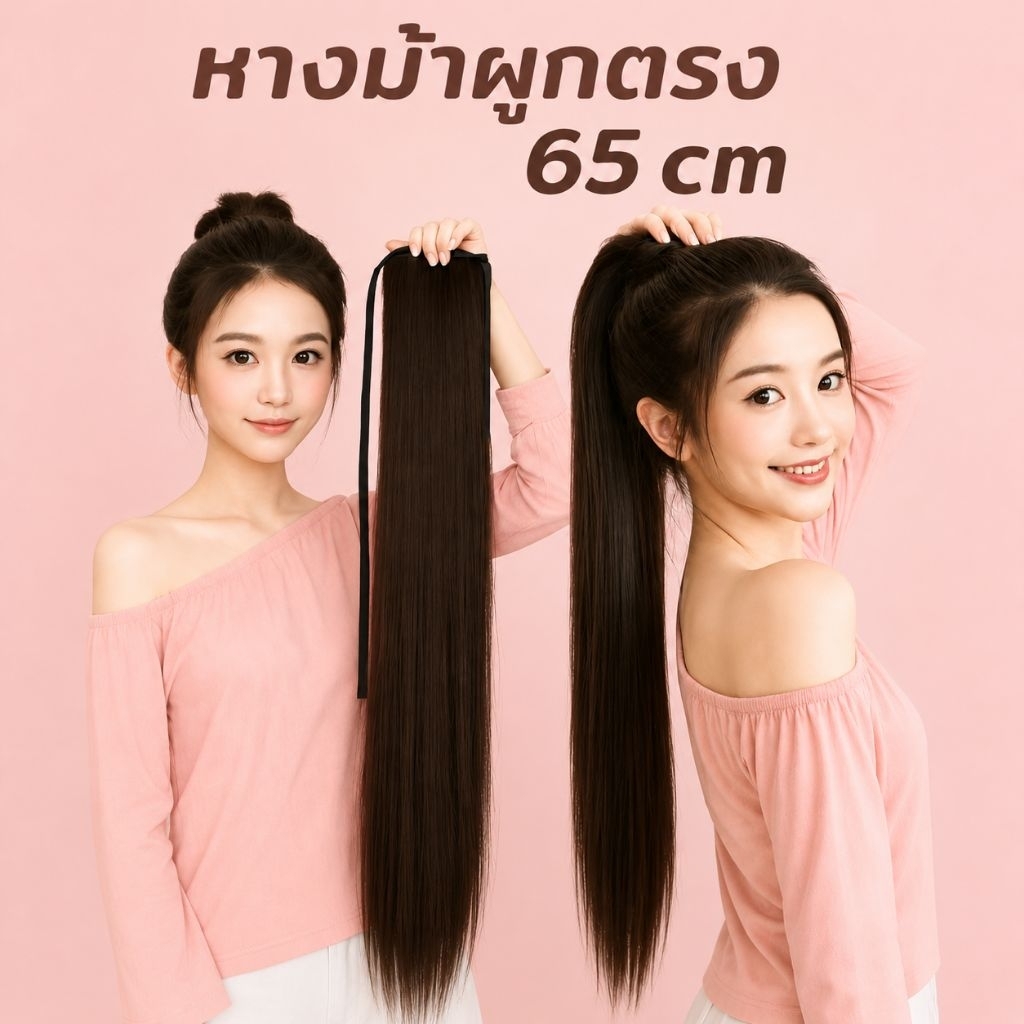 ลดทั้งร้าน💥แฮร์พีชหางม้าผูกตรงพรีเมี่ยม 65 ซม.ไหมนุ่ม สวย ดูเป็นธรรมชาติสุดๆ ไม่หนัก มี 4 สี