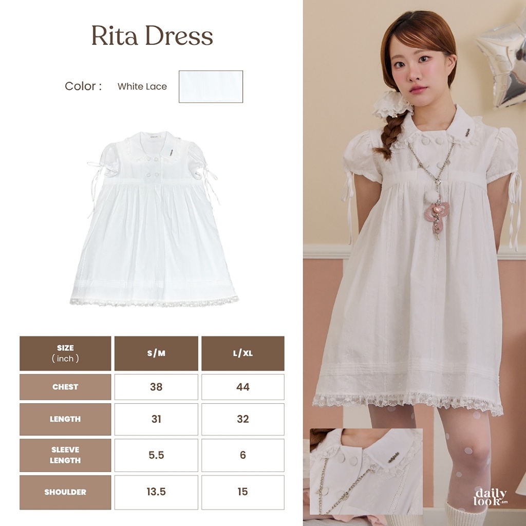 DAILYLOOK.SM --- Rita dress มินิเดรสผ้าลูกไม้สุดละมุน แขนตุ๊กตาผูกโบว์