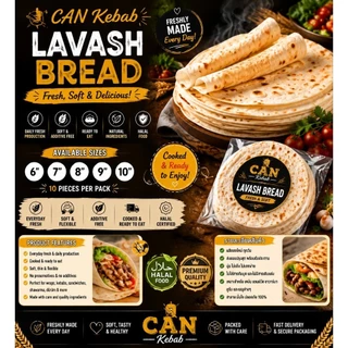 แป้งเคบับ. Kebab bread. Tortilla. Lavaş ekmeği (10 pieces in pack)