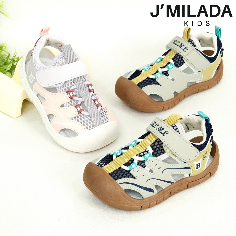 J'Milada Kids รองเท้ารัดส้นเด็ก รองเท้าเด็ก 1 ขวบครึ่ง-6 ขวบ โปร่ง โล่งสบาย ระบายอากาศดี ไม่อับชื้น (Brad57)