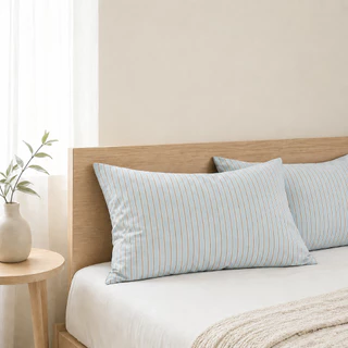Baan Minimal ปลอกหมอนหนุน ปลอกหมอน ผ้าฝ้าย 100% ลายริ้วมินิมอล นุ่มสบาย แต่งเตียงให้ดูคลีน 48x74 ซม