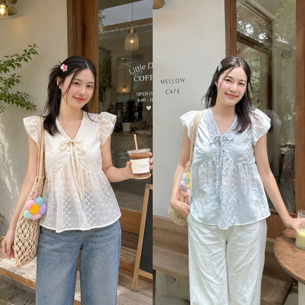 ส่งด่วน‼️IRA TOP เสื้อแขนกุดแต่งระบาย น่ารักมาก ใส่ได้บ่อยค่า