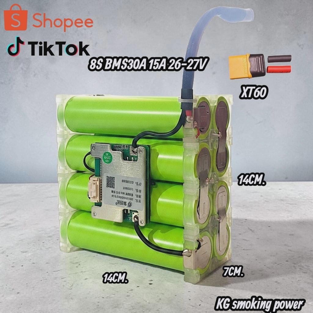 แบตเตอรี่ลำโพง 8s 27-29v.BMS30A🔋แบตเตอรี่LiFePO4 32140 3.2v 15a(4*2)