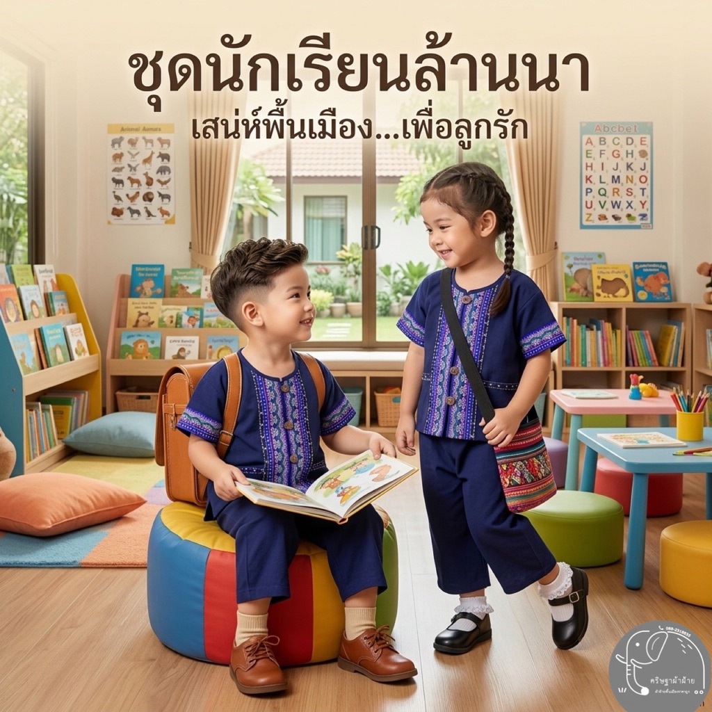 ชุดพื้นเมือง ผ้าฝ้ายเมืองเหนือเด็ก ออกแบบพิเศษปักเนามือ น่ารักมาก