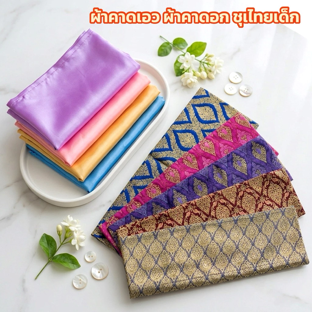 (พร้อมส่ง) ผ้าคาดเอวชุดไทยเด็ก ผ้าคาดบ่า ผ้าคาดอก สำหรับเด็ก ยาว 1.5เมตร