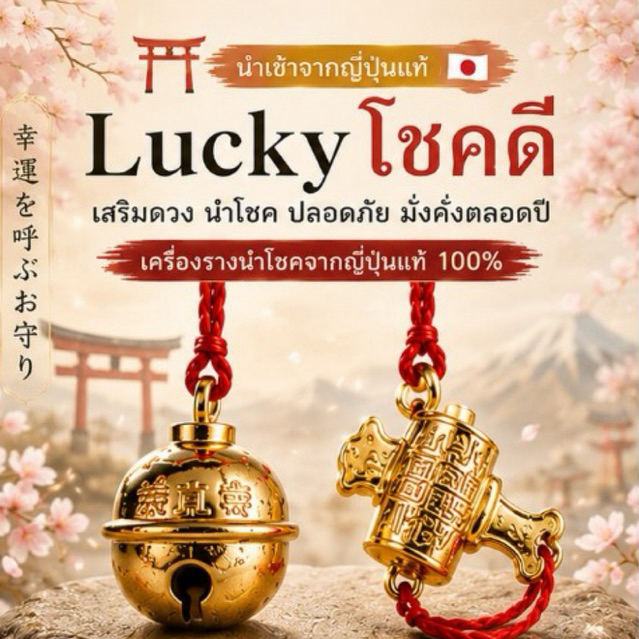 พร้อมส่ง เครื่องรางวัดอาซากุสะ เครื่องรางญี่ปุ่น กระดิ่ง โชคดี ค้อนทองคำ รวยการเงิน