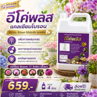 แคลเซียมพืช แคลเซียมโบรอน แคลเซียมคีเลต4% โบรอนคีเลต1% ตัวดัง อีโค่พลัส แคลเซียมโบรอน 4ลิตร